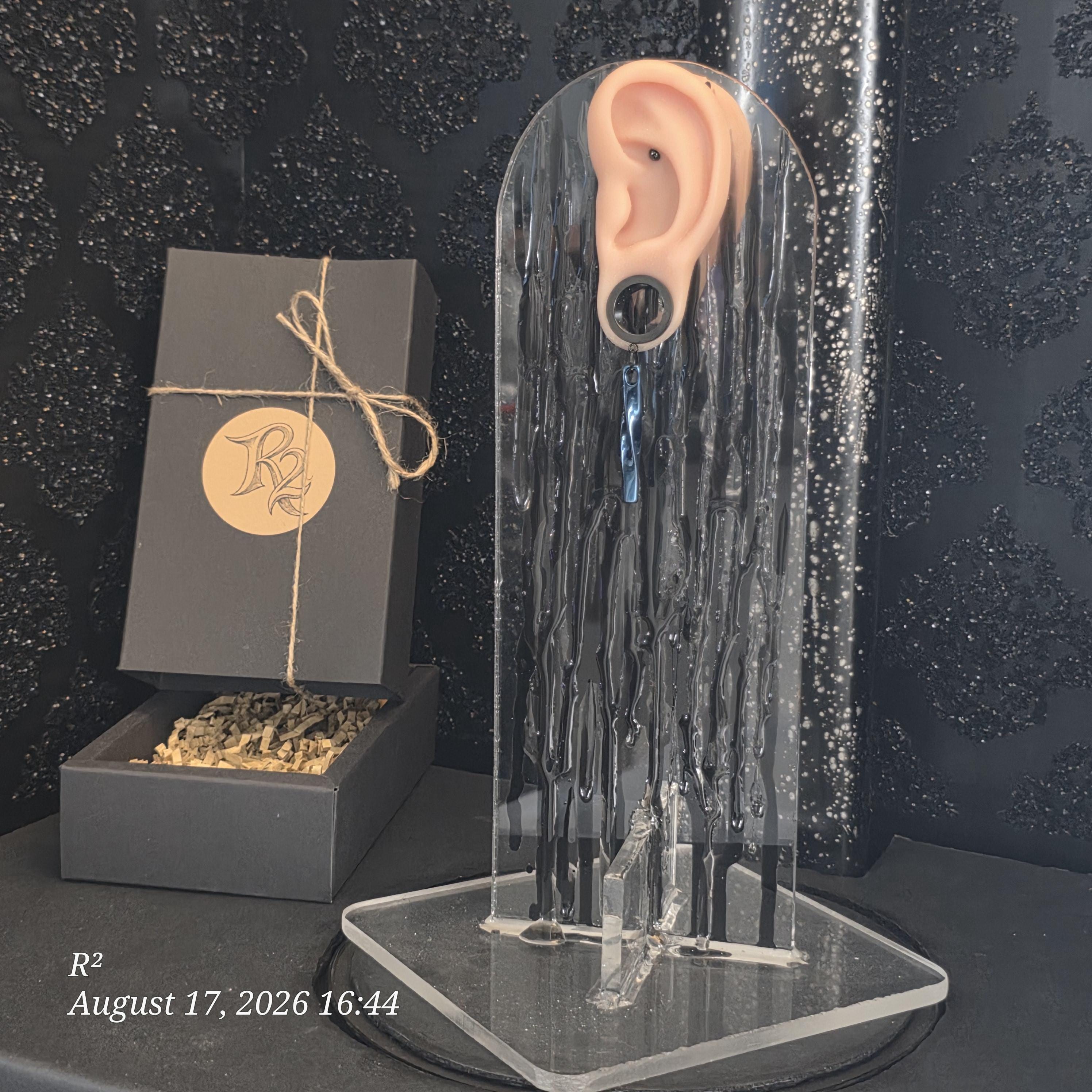 Blue Vortex Dangle Plug Earrings by R²